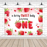 Aperturee - (7 Day Delivery) Aperturee Berry Sweet Baby Is Turning One Birthday Backdrop